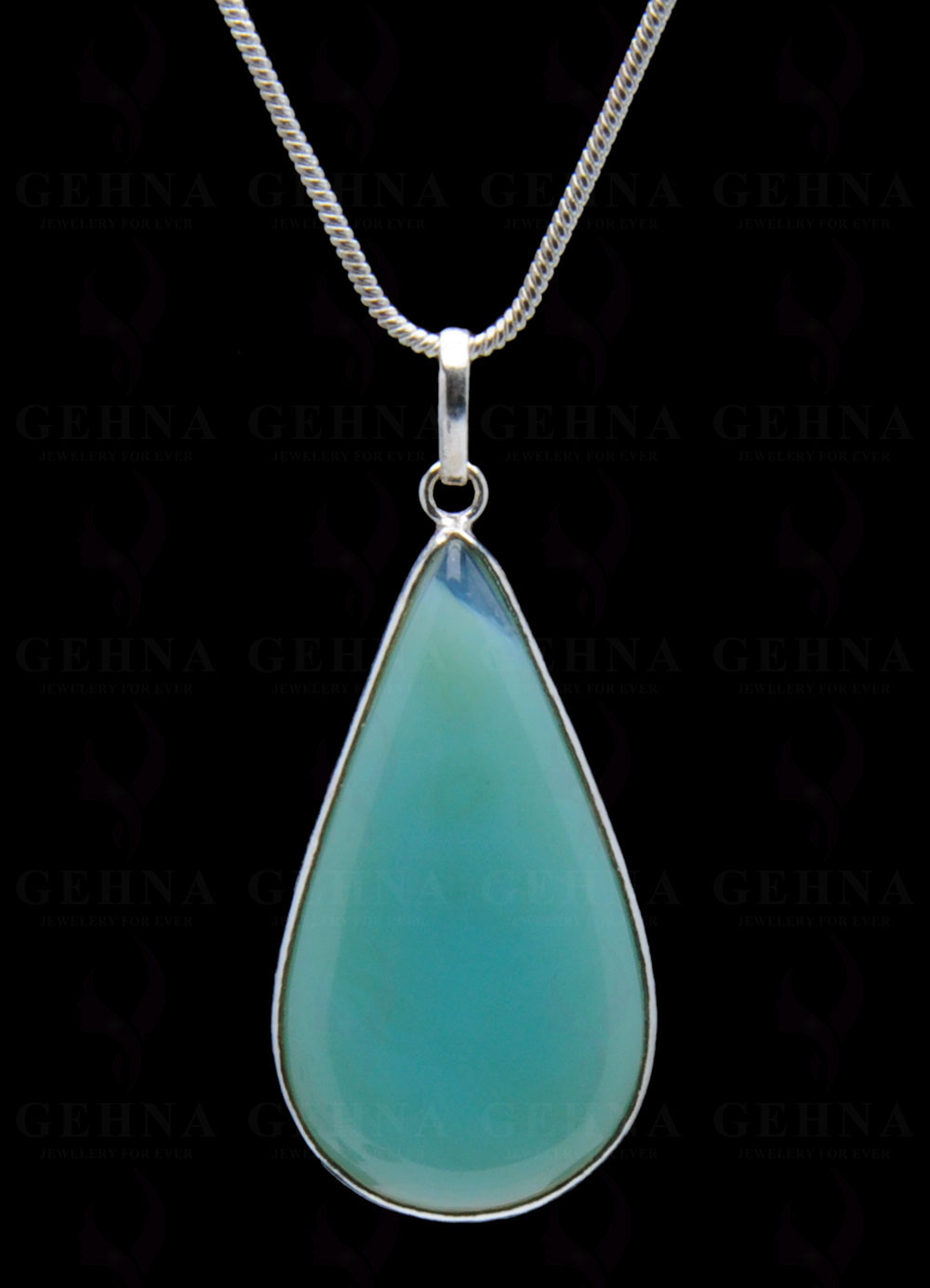 Chalcedony Gemstone Studded Pendant In.925 Silver Overlay GP4254