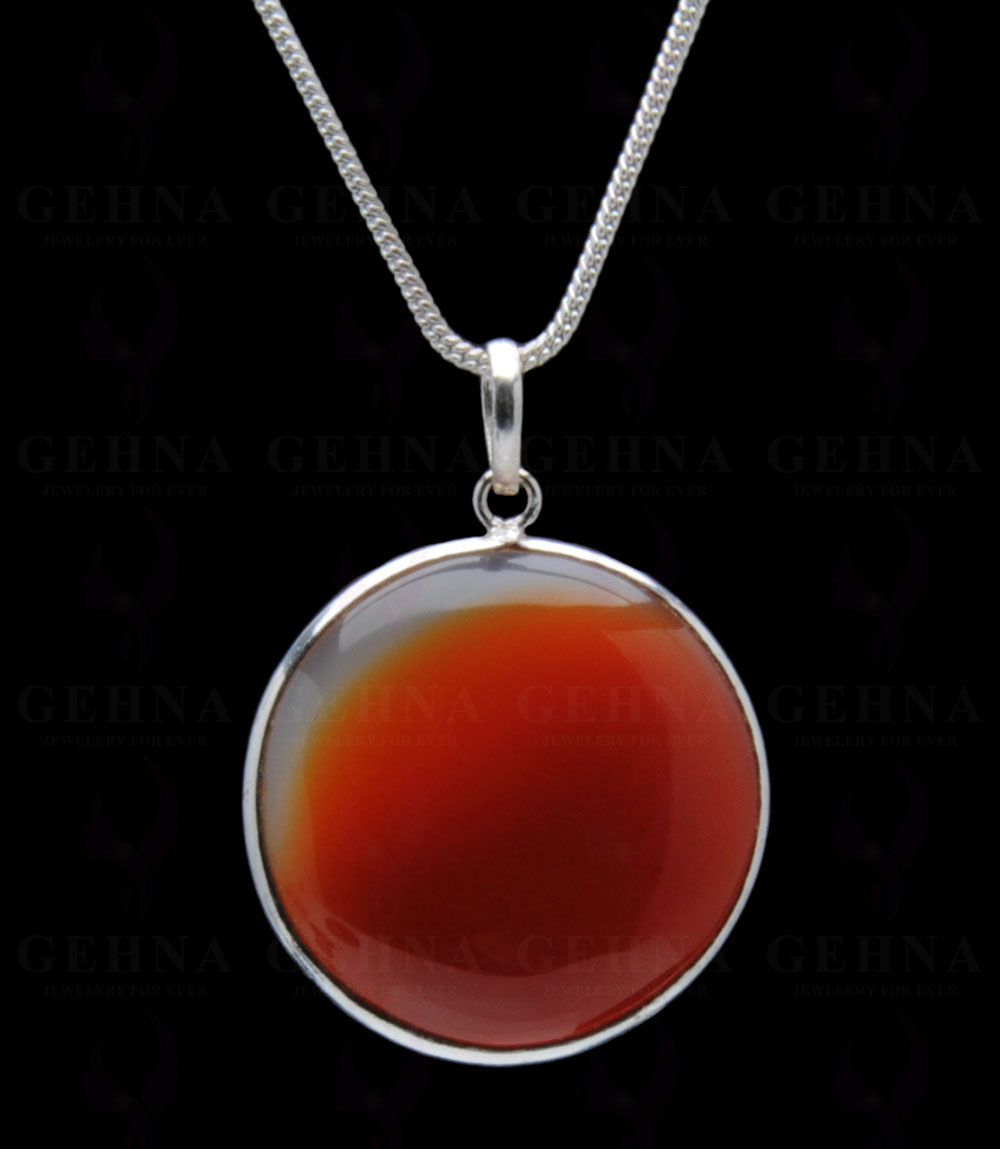 Carnelian Gemstone Studded Pendant In.925 Silver Overlay GP4255