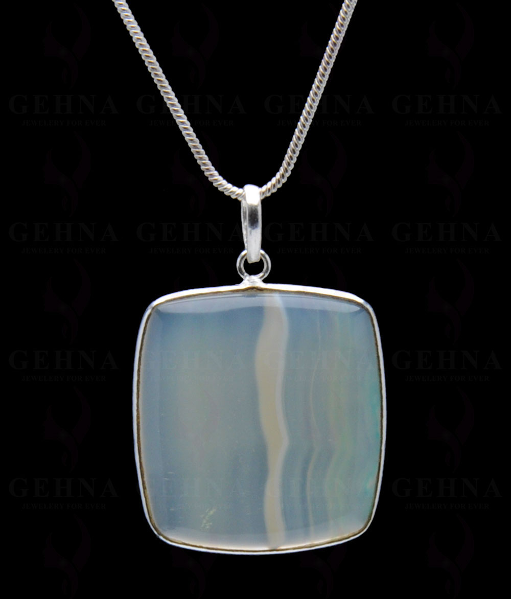 Banded Agate Gemstone Studded Pendant In.925 Silver Overlay GP4256