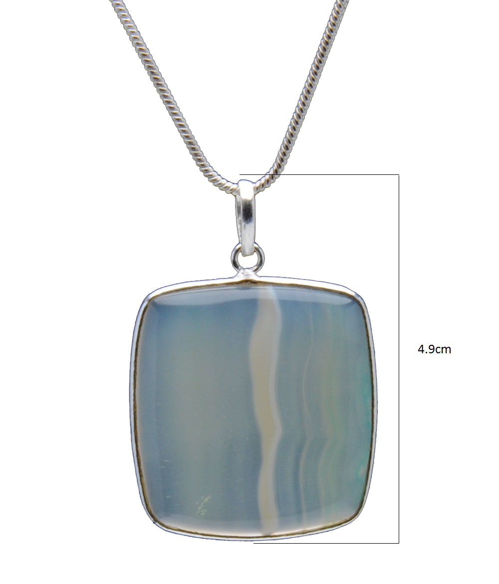 Banded Agate Gemstone Studded Pendant In.925 Silver Overlay GP4256
