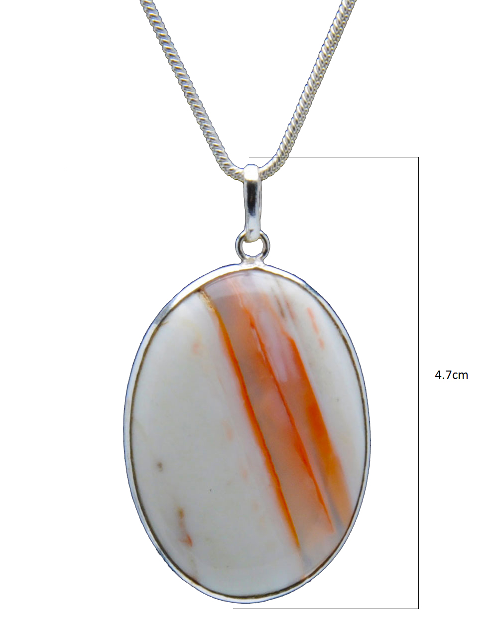 Orange Banded Agate Gemstone Studded Pendant In.925 Silver Overlay GP4262