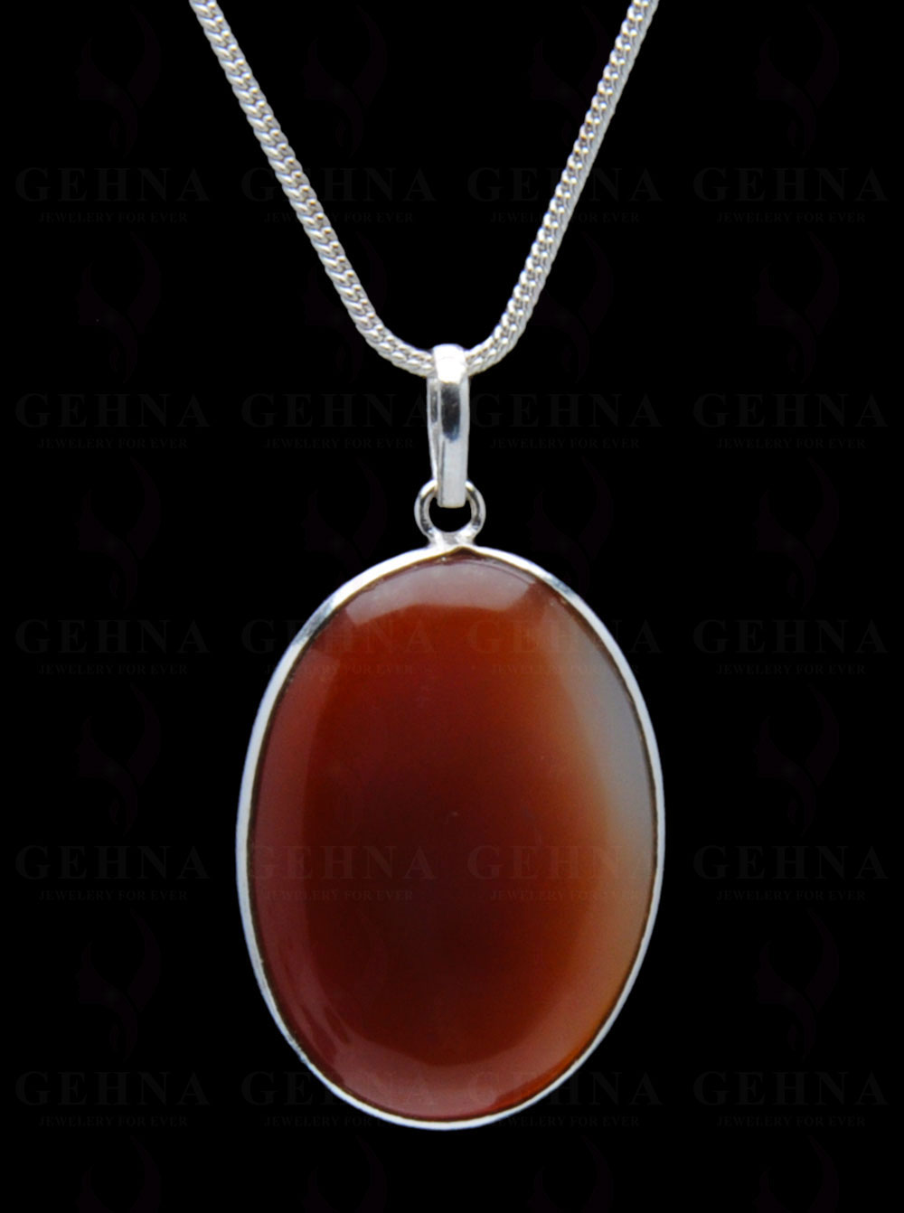 Carnelian Gemstone Studded Pendant In.925 Silver Overlay GP4263