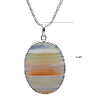 Banded Agate Gemstone Studded Pendant In.925 Silver Overlay GP4265