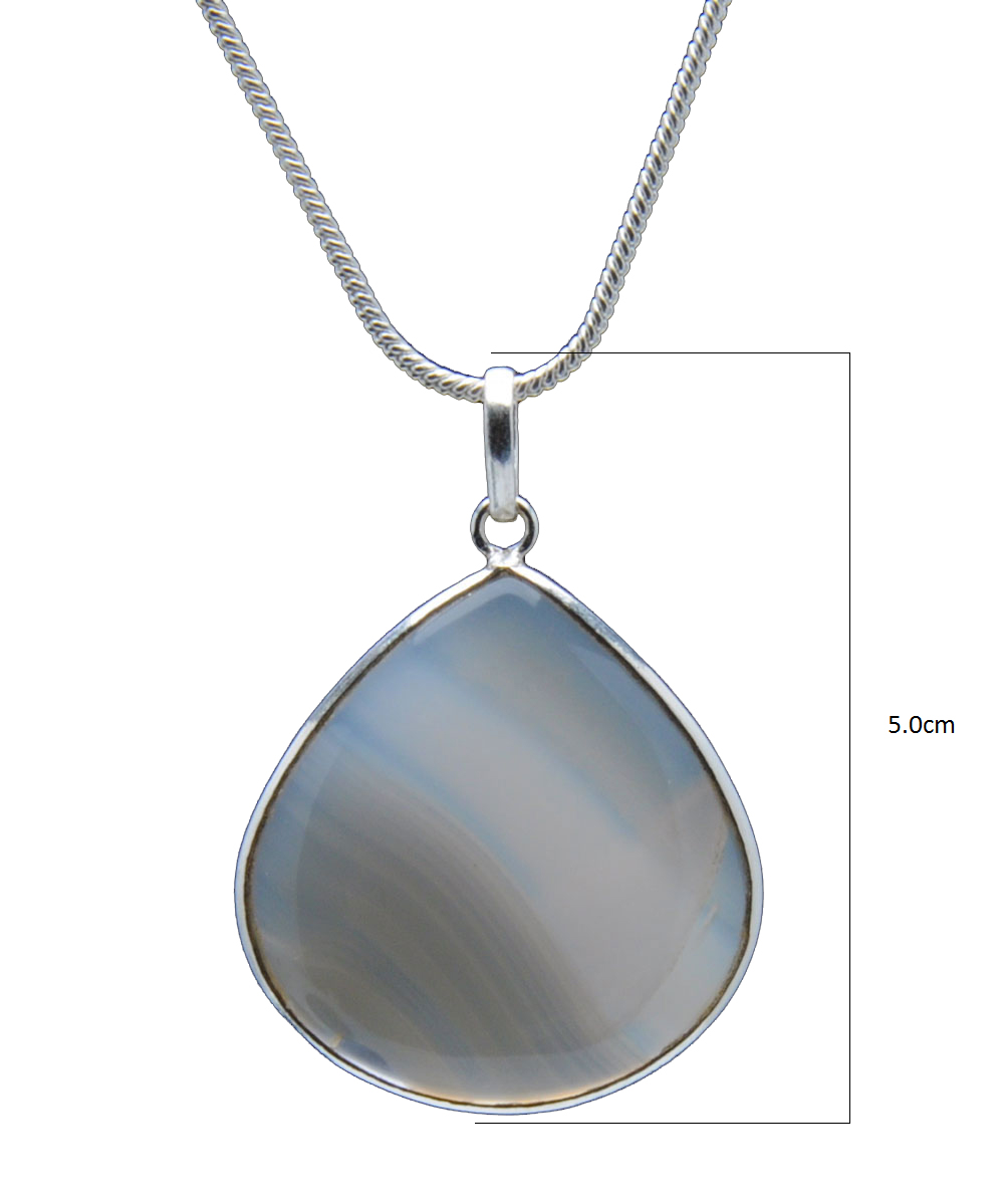 Banded Agate Gemstone Studded Pendant In.925 Silver Overlay GP4267