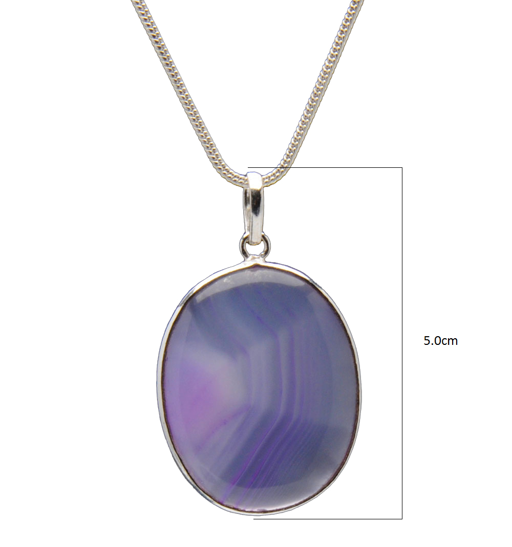 Purple Lace Agate Gemstone Studded Pendant In.925 Silver Overlay GP4271