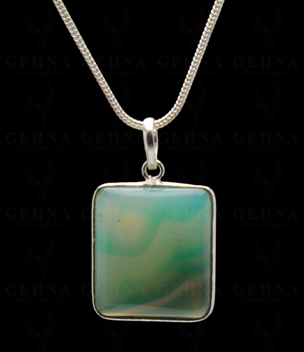 Banded Agate Gemstone Studded Pendant In.925 Silver Overlay GP4272