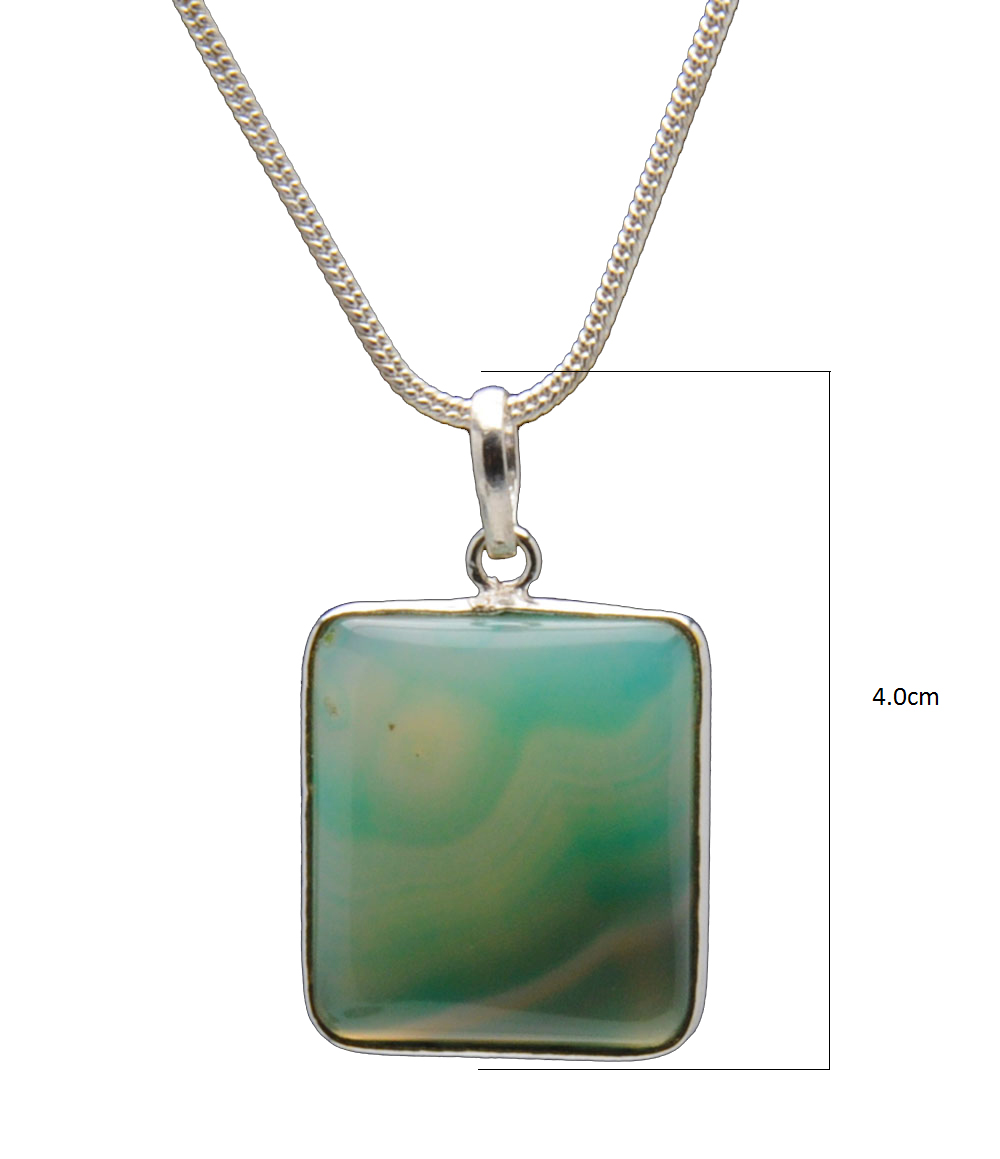 Banded Agate Gemstone Studded Pendant In.925 Silver Overlay GP4272