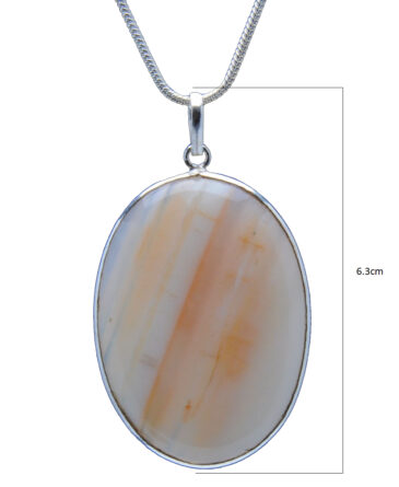 Orange Banded Agate Gemstone Studded Pendant In.925 Silver Overlay GP4274