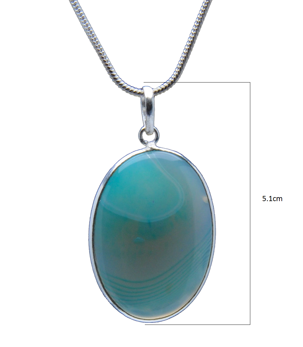 Banded Agate Gemstone Studded Pendant In.925 Silver Overlay GP4275