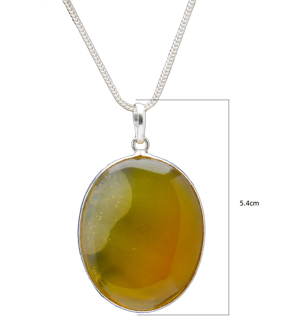 Yellow Onyx Gemstone Studded Pendant In.925 Silver Overlay GP4280