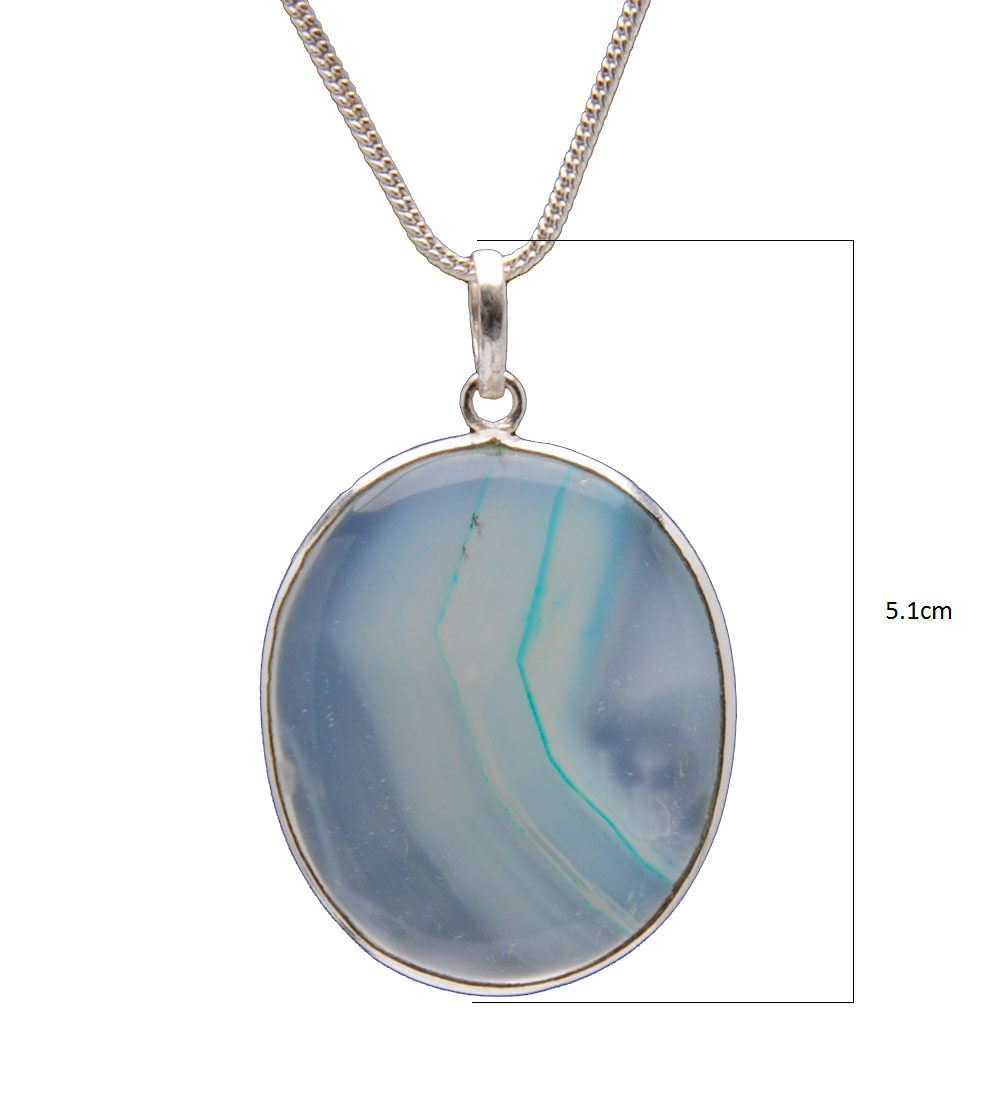 Banded Agate Gemstone Studded Pendant In.925 Silver Overlay GP4282