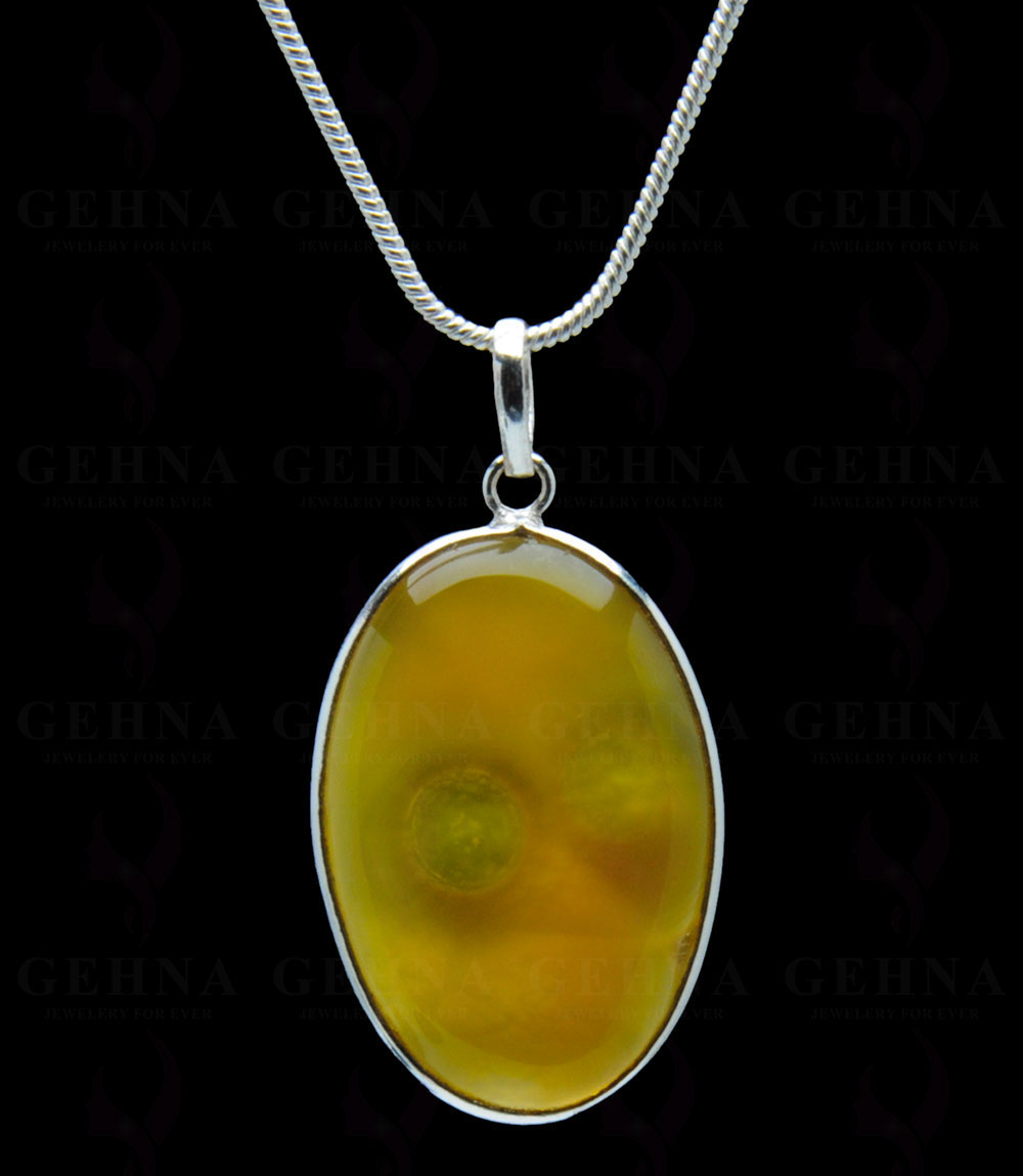 Yellow Onyx Gemstone Studded Pendant In.925 Silver Overlay GP4305