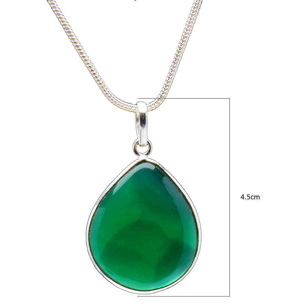 Green Onyx Gemstone Studded Pendant In.925 Silver Overlay GP4306