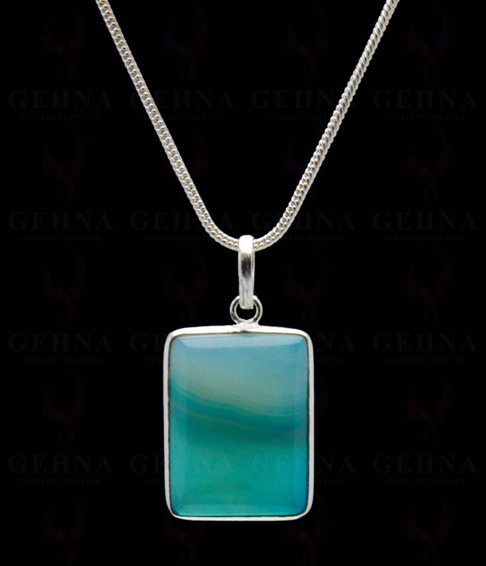 Banded Agate Gemstone Studded Pendant In.925 Silver Overlay GP4309