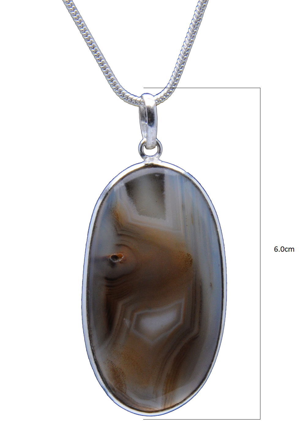 Banded Agate Gemstone Studded Pendant In.925 Silver Overlay GP4317