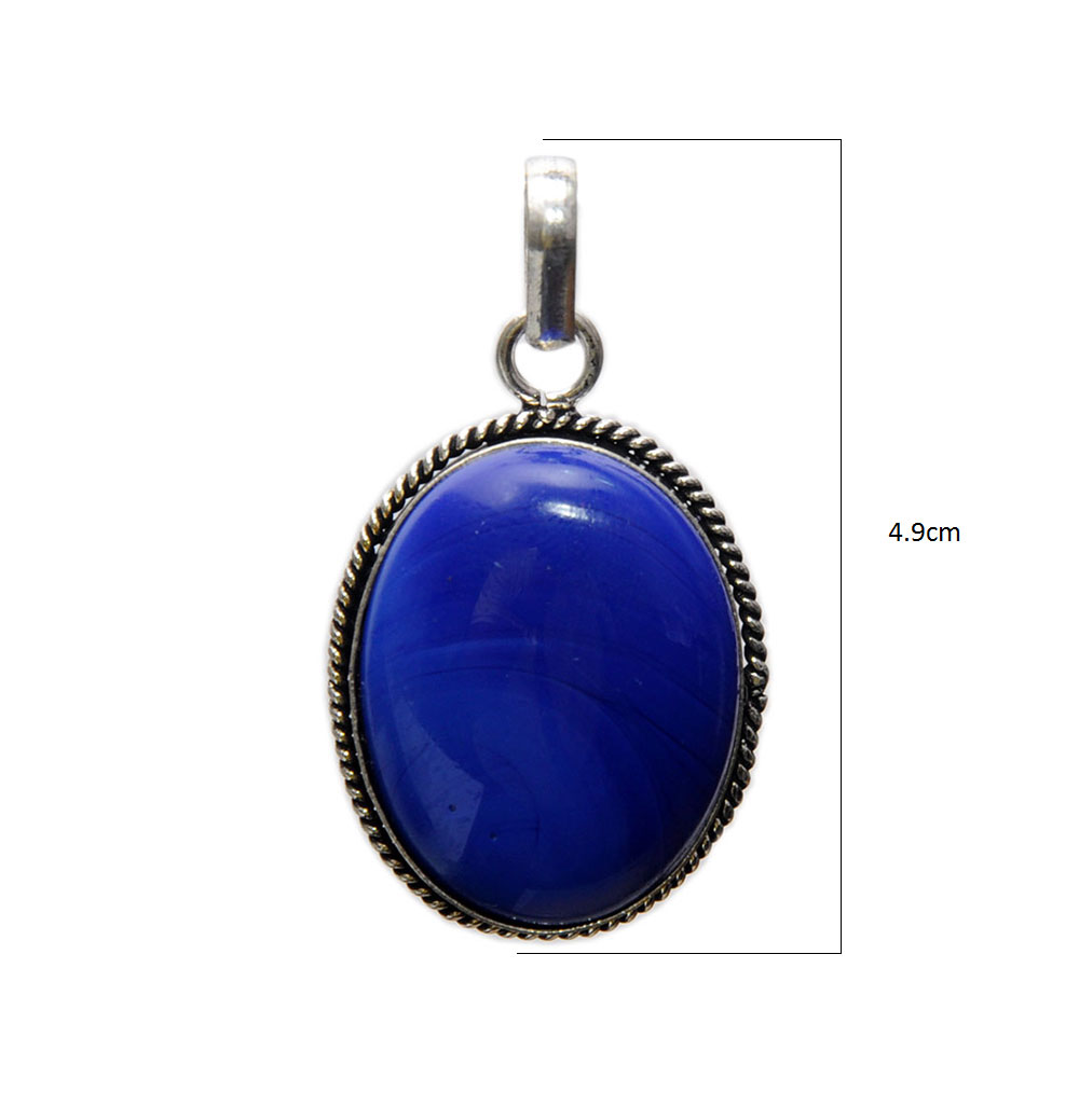 Lapis Lazuli Gemstone Studded Pendant In .925 Silver Overlay GP4319