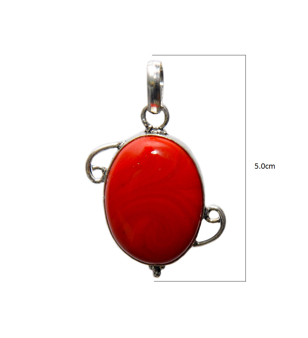 Jasper Gemstone Studded Pendant In .925 Silver Overlay GP4327