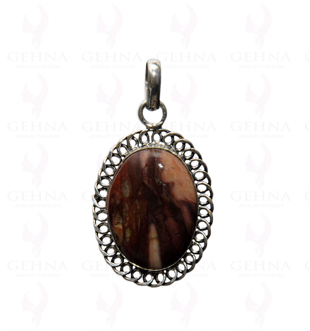 Artistic Jasper Gemstone Studded Pendant In .925 Silver Overlay GP4329