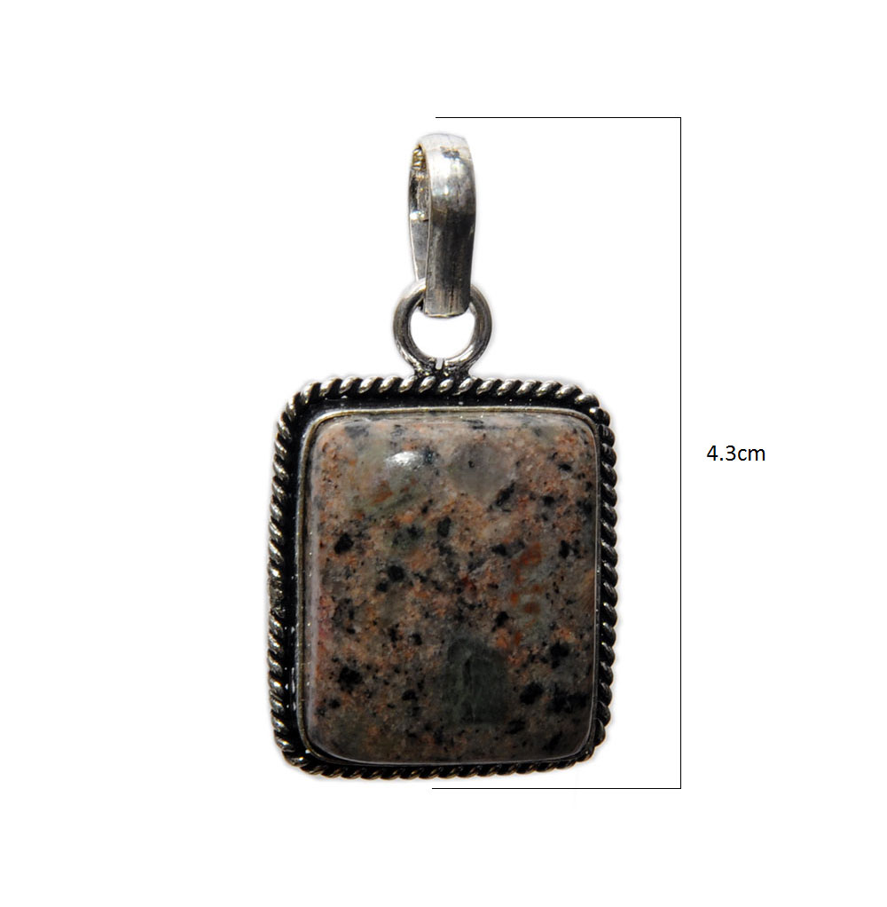 Jasper Gemstone Studded Pendant In .925 Silver Overlay GP4335