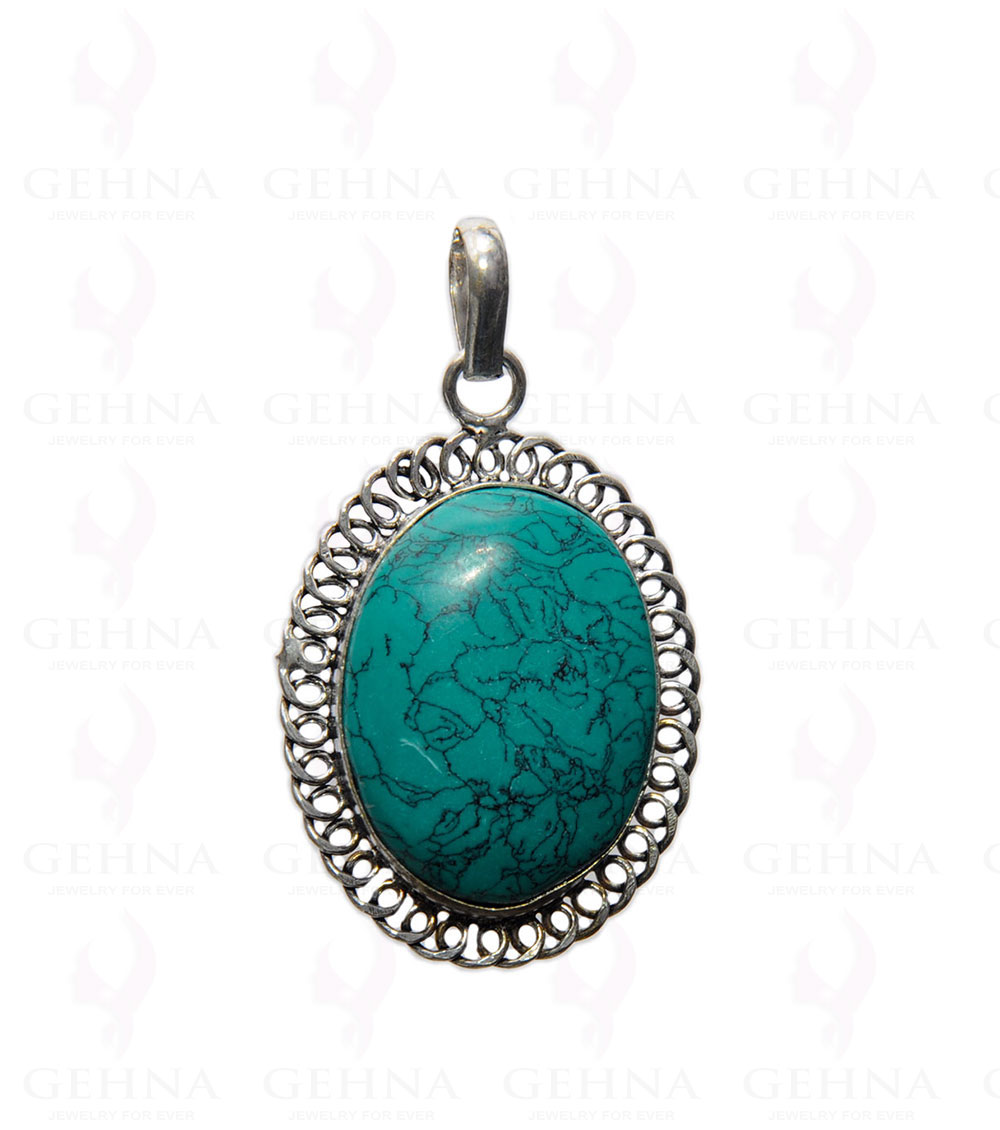 Turquoise Gemstone Studded Pendant In .925 Silver Overlay GP4337