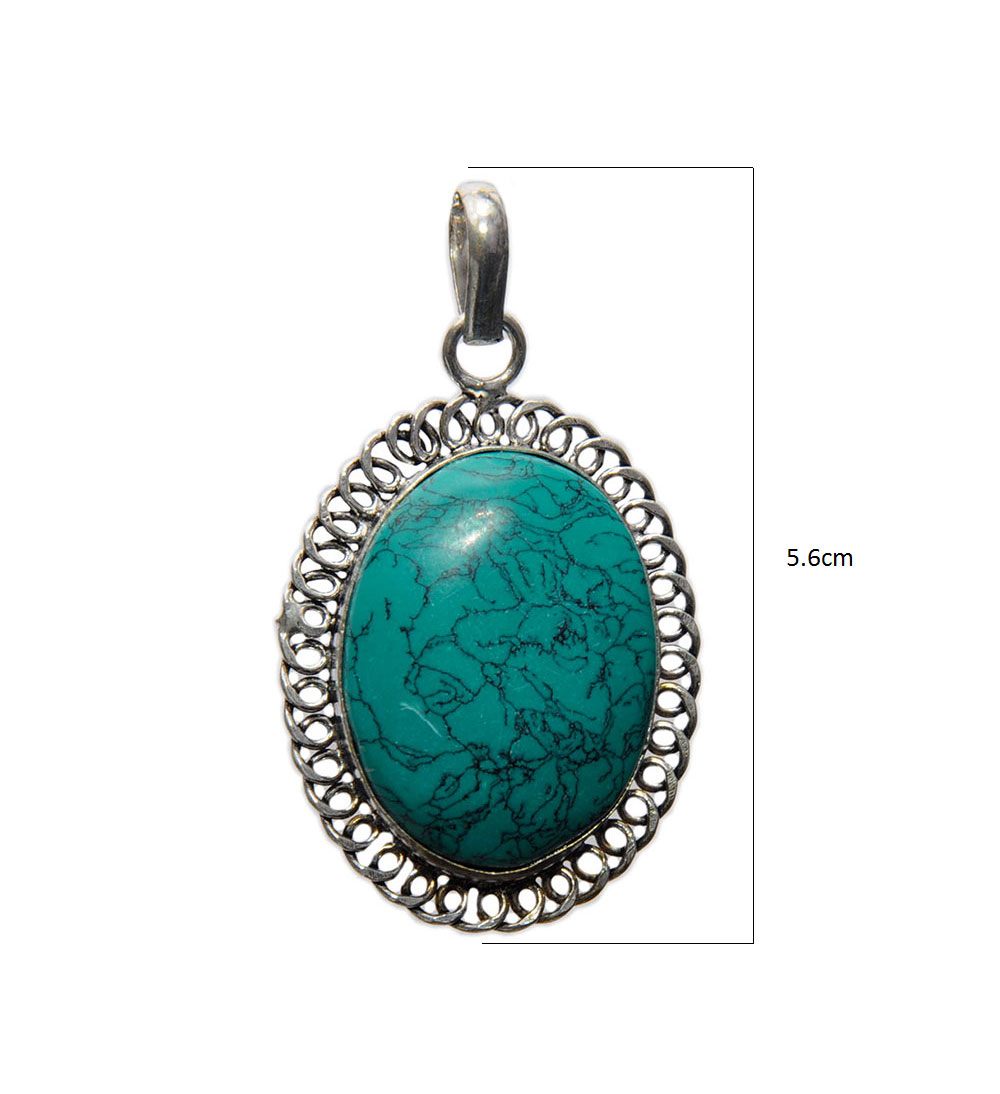 Turquoise Gemstone Studded Pendant In .925 Silver Overlay GP4337