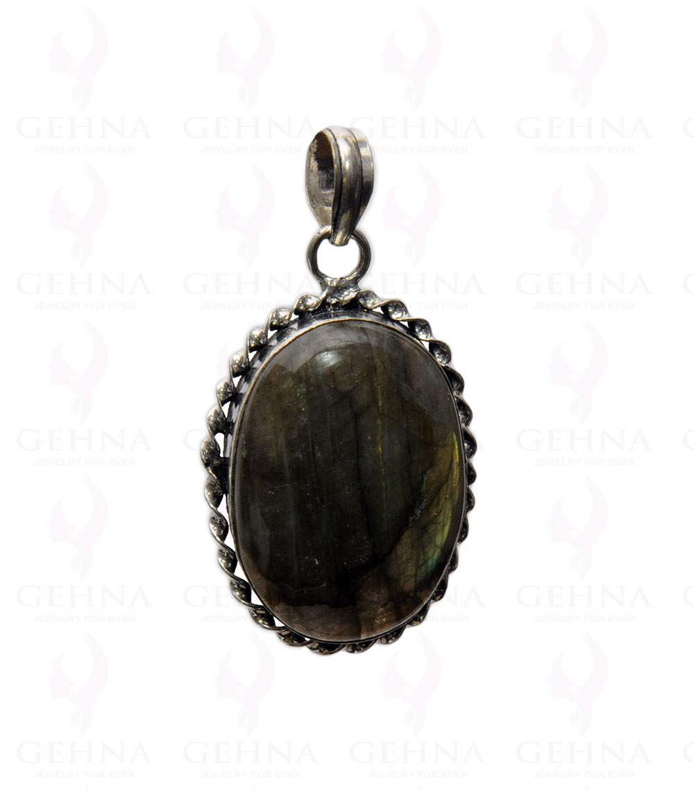 Labradorite Gemstone Studded Pendant In .925 Silver Overlay GP4339