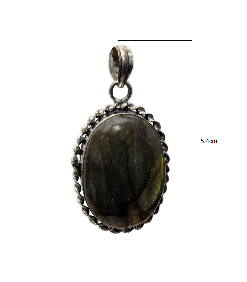 Labradorite Gemstone Studded Pendant In .925 Silver Overlay GP4339