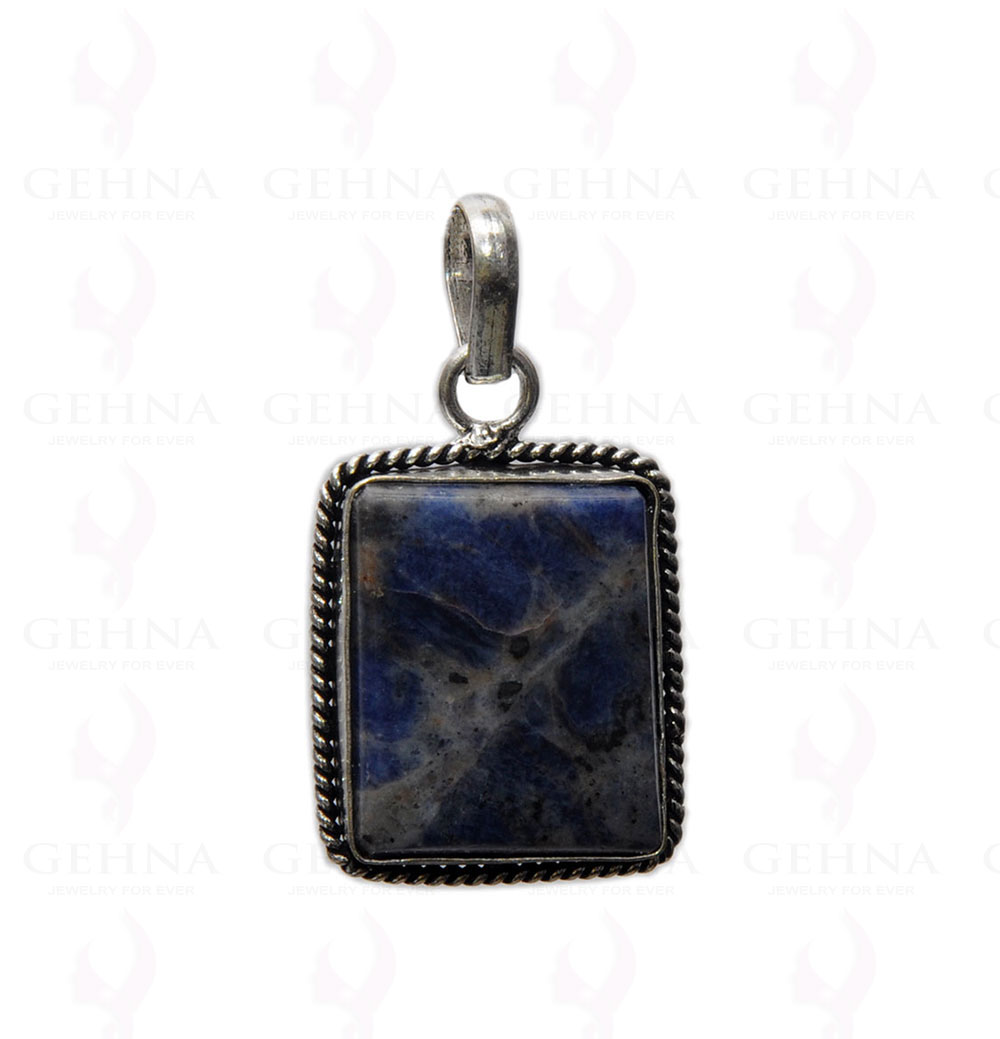 Lapis Lazuli Gemstone Studded Pendant In .925 Silver Overlay GP4341
