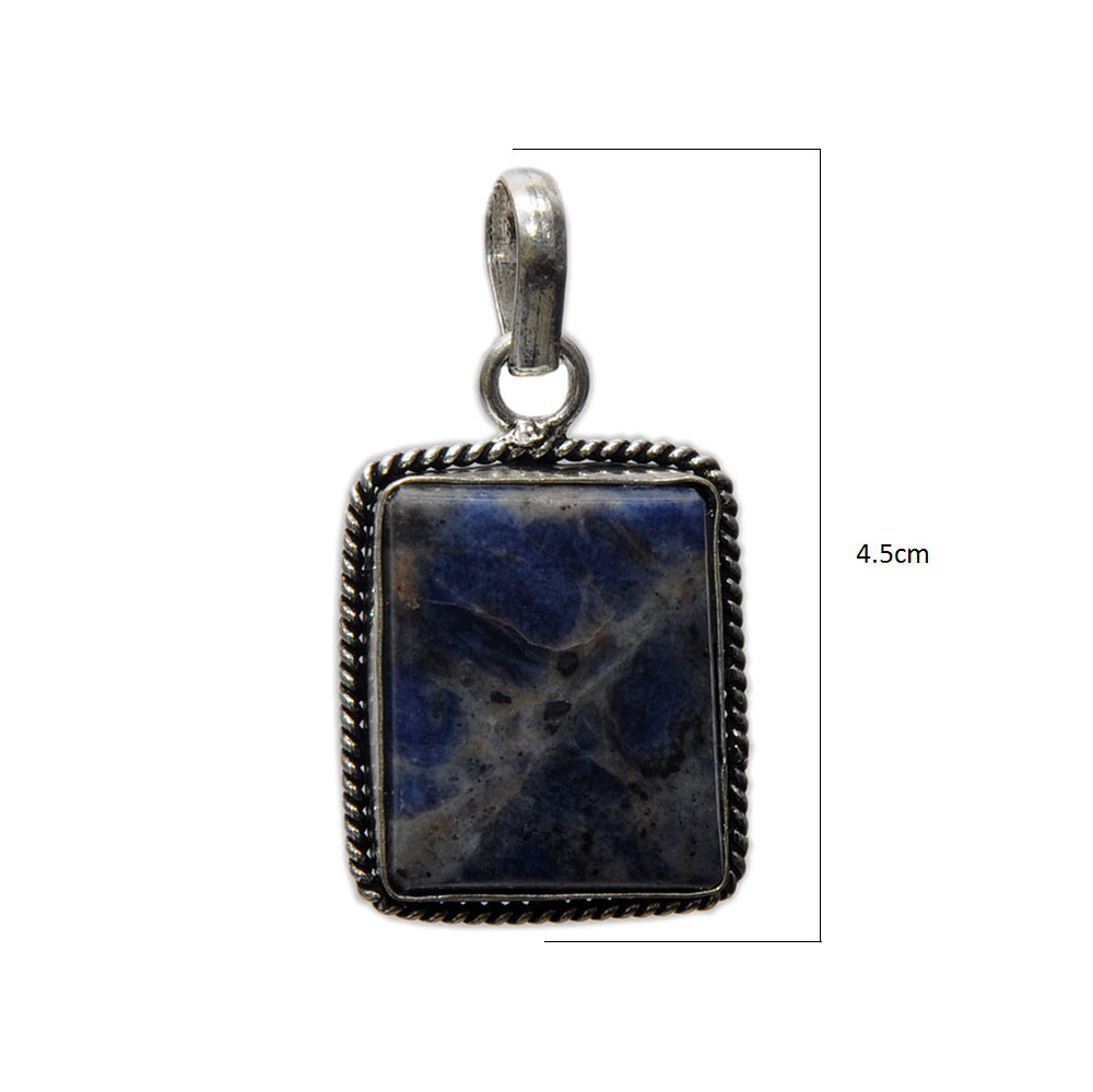 Lapis Lazuli Gemstone Studded Pendant In .925 Silver Overlay GP4341