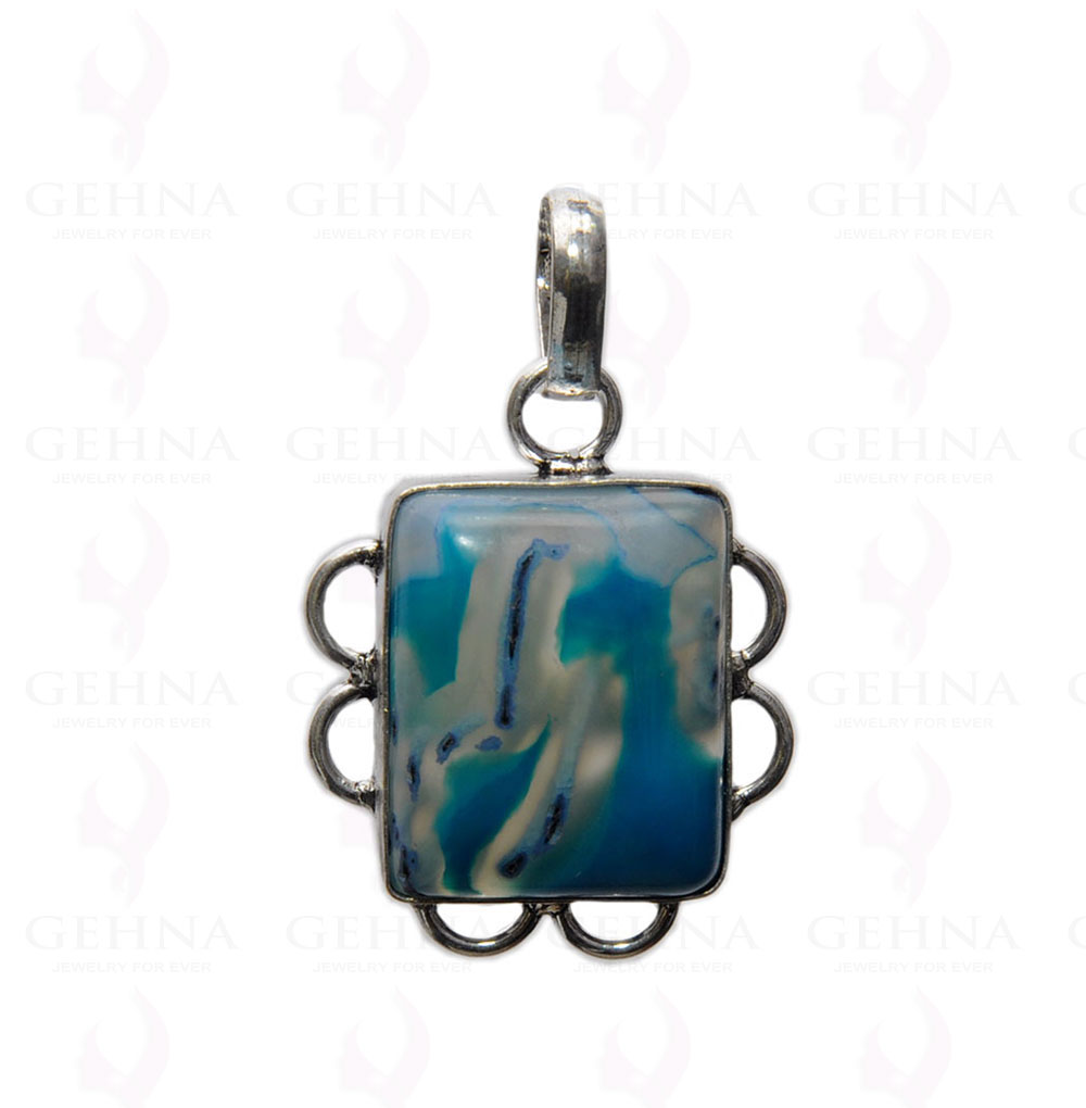 Banded Agate Gemstone Studded Pendant In .925 Silver Overlay GP4343