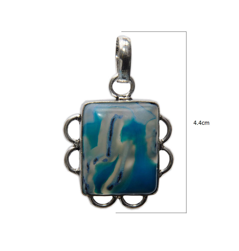 Banded Agate Gemstone Studded Pendant In .925 Silver Overlay GP4343