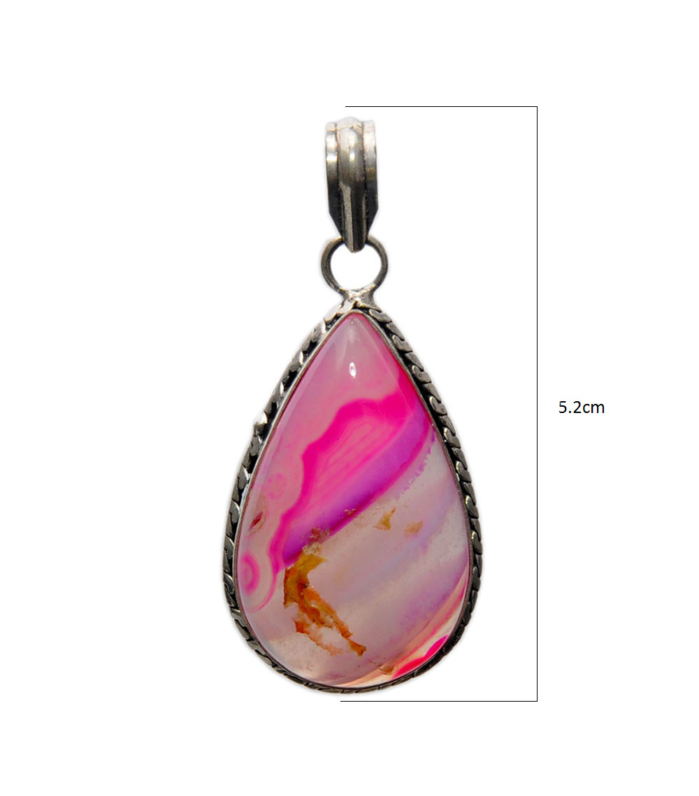 Crazy Lace Agate Gemstone Studded Pendant In .925 Silver Overlay GP4347