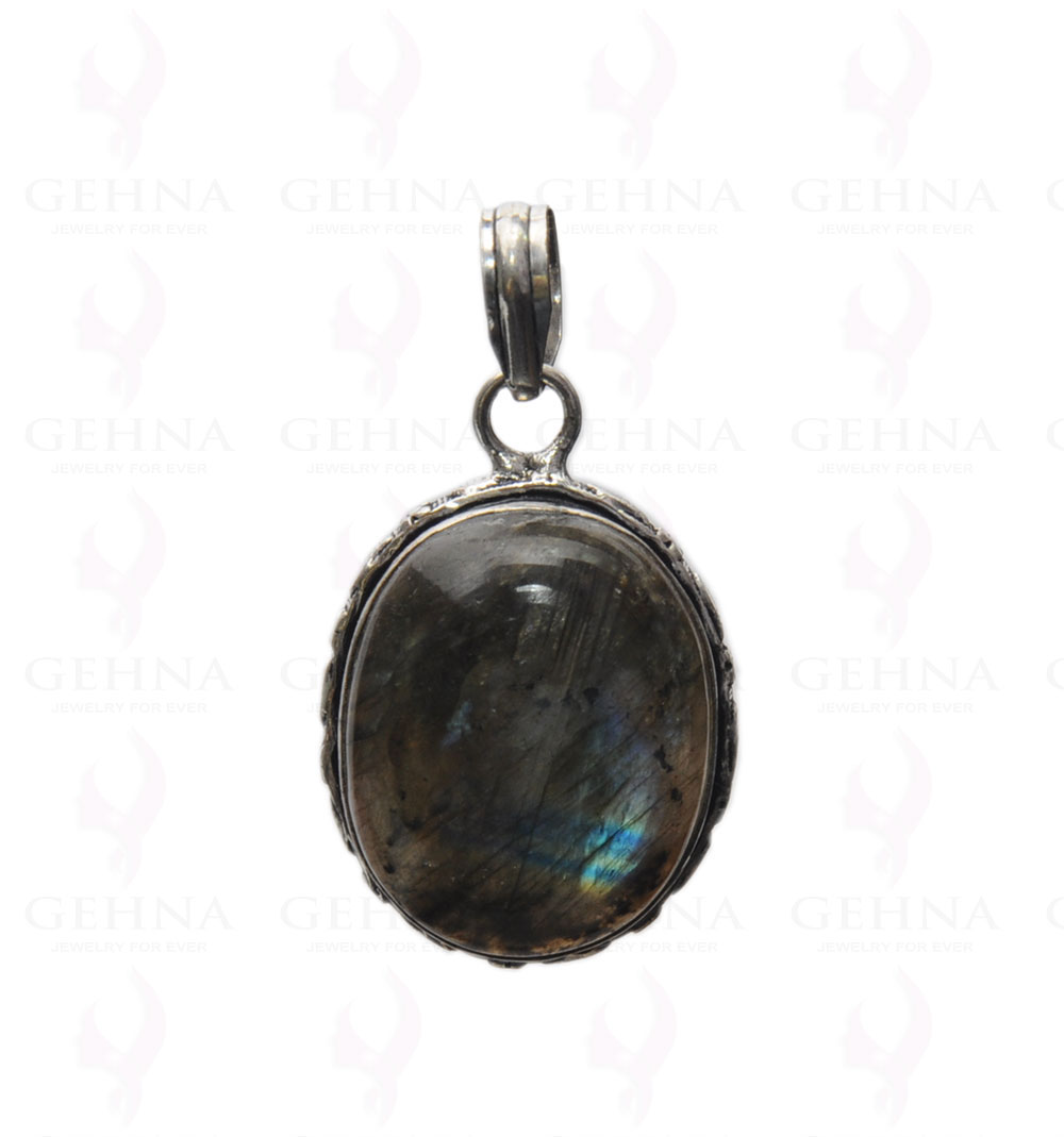 Labradorite Gemstone Studded Pendant In .925 Silver Overlay GP4356