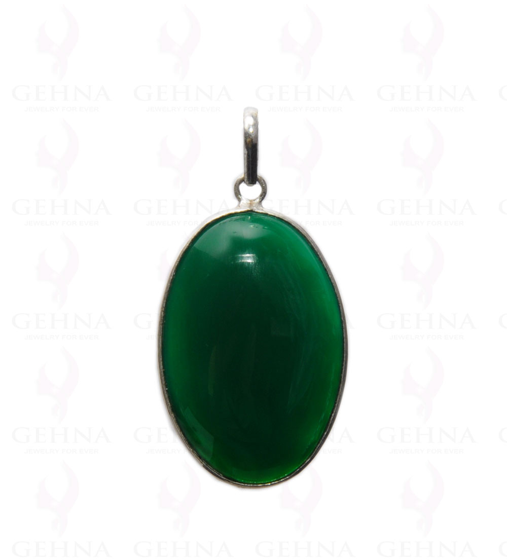 Green Onyx Gemstone Studded Pendant In .925 Silver Overlay GP4358