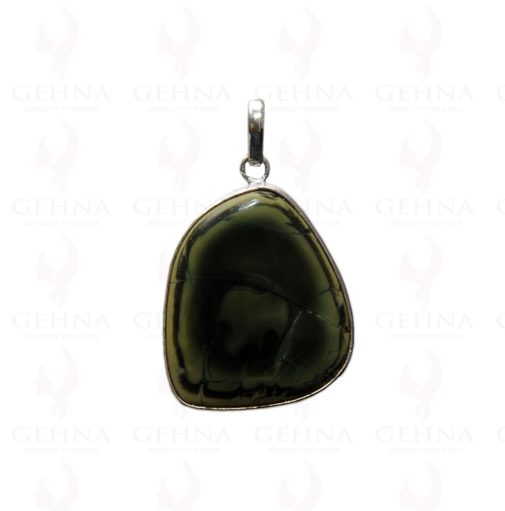 Creek Jasper Gemstone Studded Pendant In .925 Silver Overlay GP4365