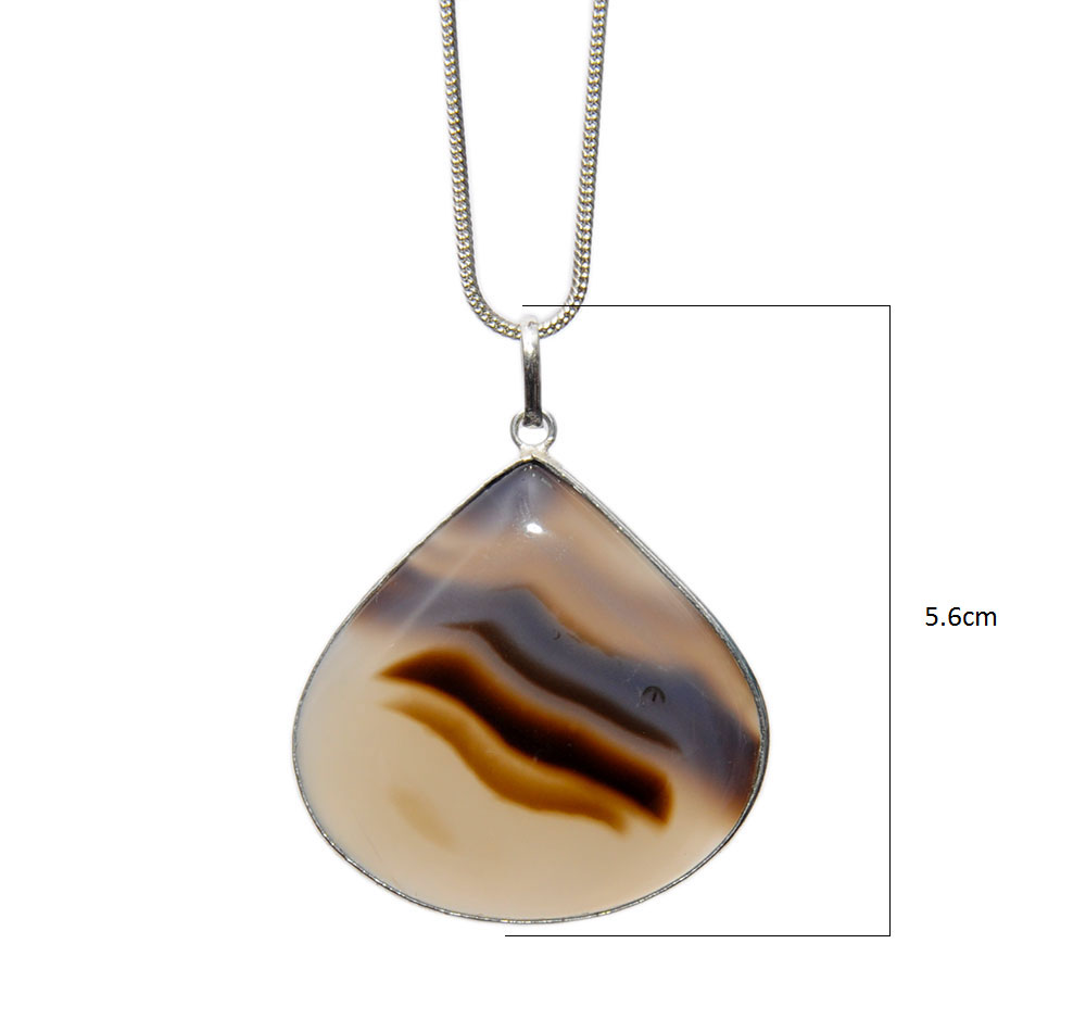 Botana Onyx Gemstone Studded Pendant In .925 Silver Overlay GP4369