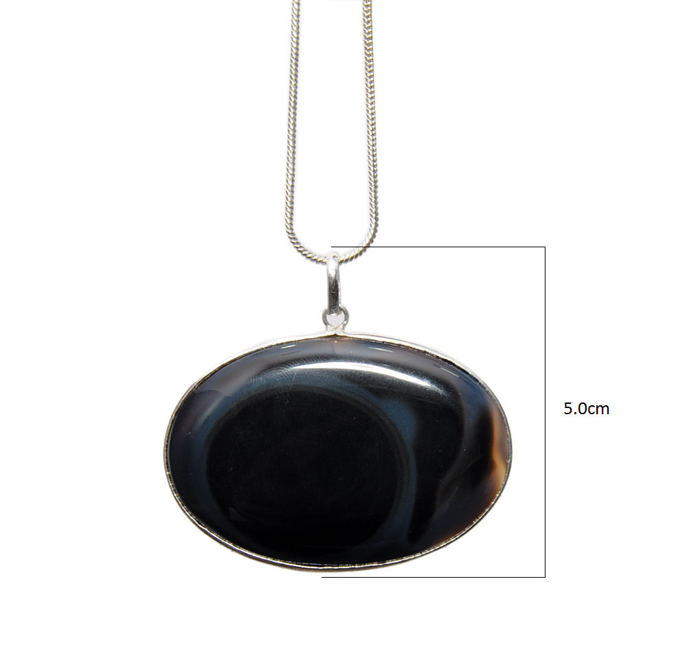 Onyx Gemstone Studded Pendant In .925 Silver Overlay GP4371