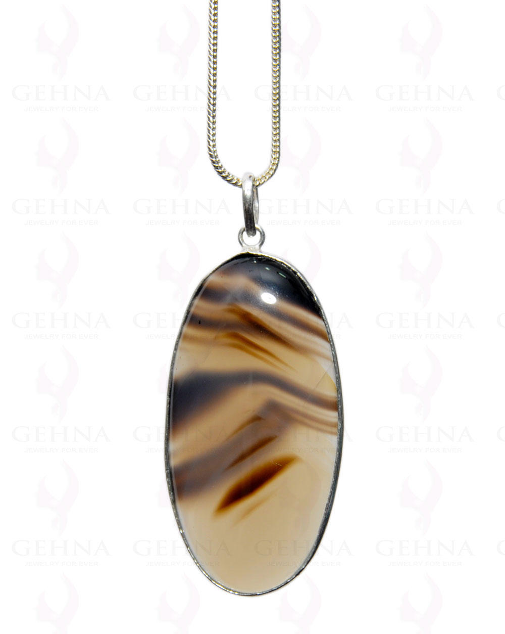 Onyx Gemstone Studded Pendant Made In .925 Silver Overlay GP4375