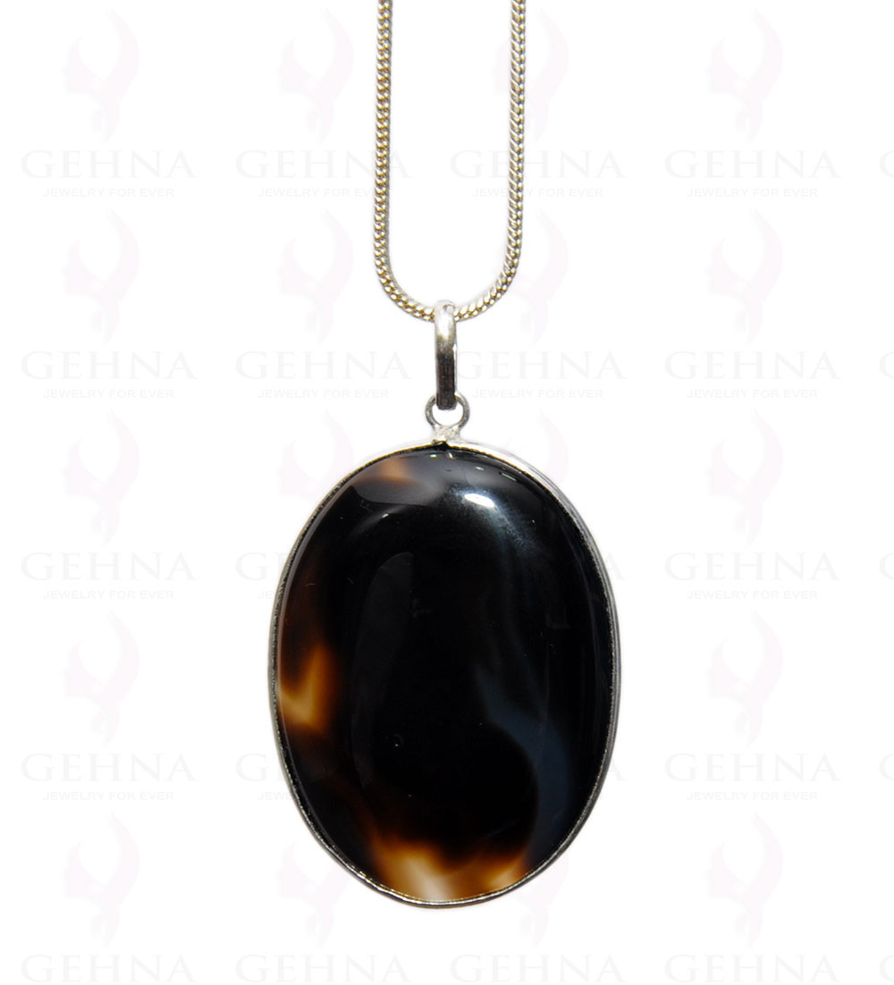 Botana Onyx Gemstone Studded Pendant In .925 Silver Overlay GP4383
