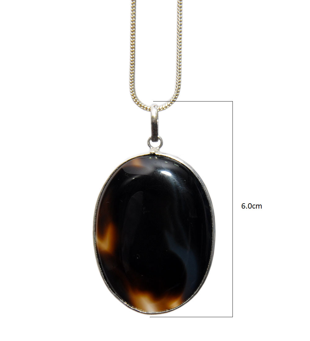 Botana Onyx Gemstone Studded Pendant In .925 Silver Overlay GP4383