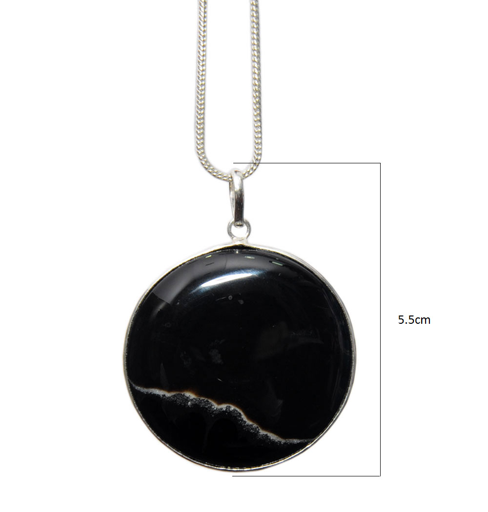 Black Onyx Gemstone Studded Pendant In .925 Silver Overlay GP4385