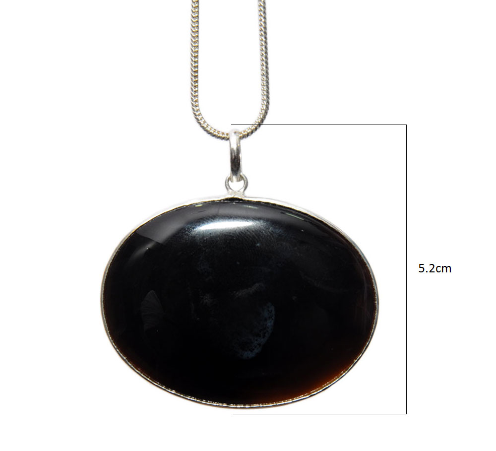 Black Onyx Gemstone Studded Pendant In .925 Silver Overlay GP4389