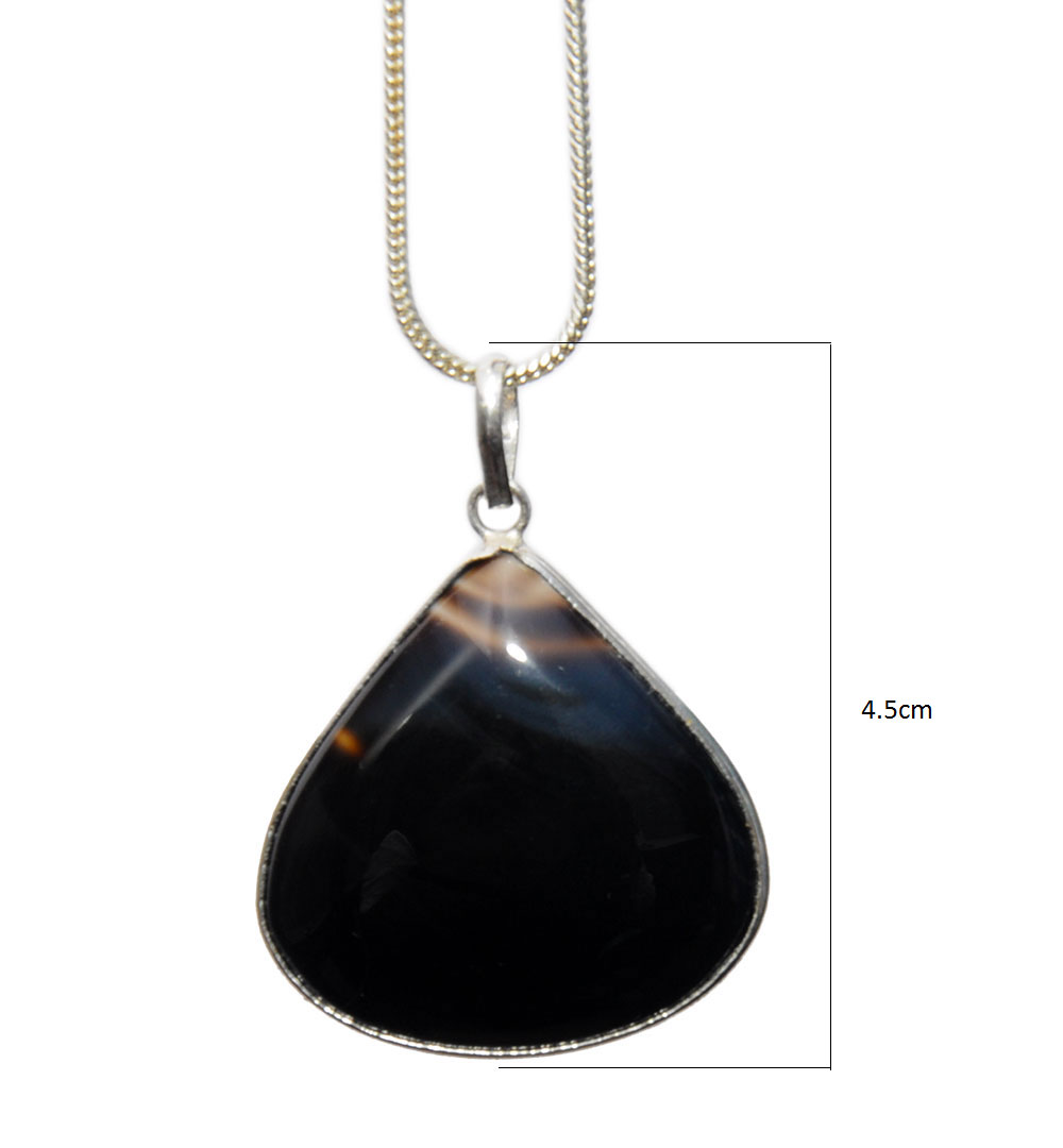Black Onyx Gemstone Studded Pendant In .925 Silver Overlay GP4390