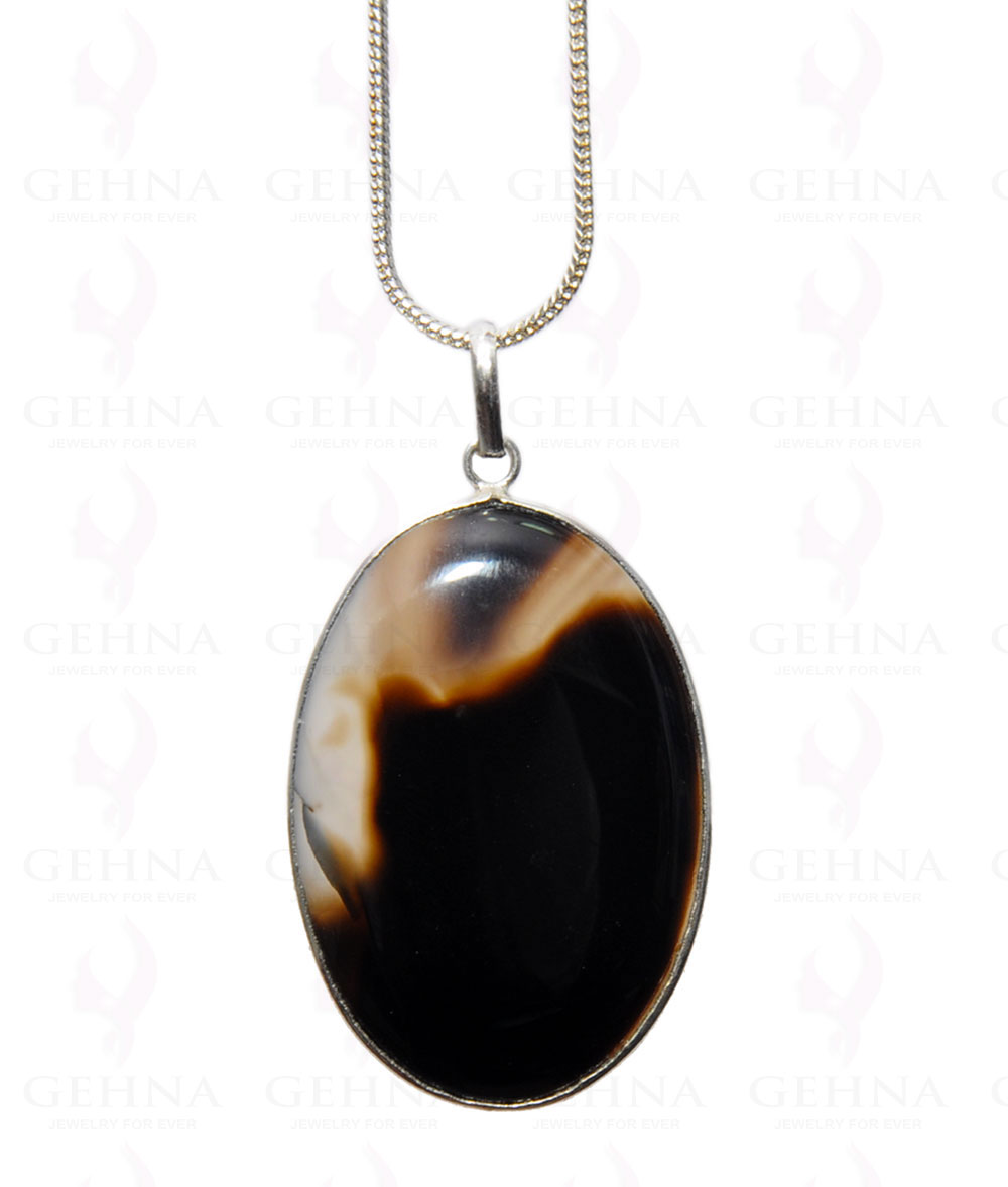 Botana Onyx Gemstone Studded Pendant In .925 Silver Overlay GP4391