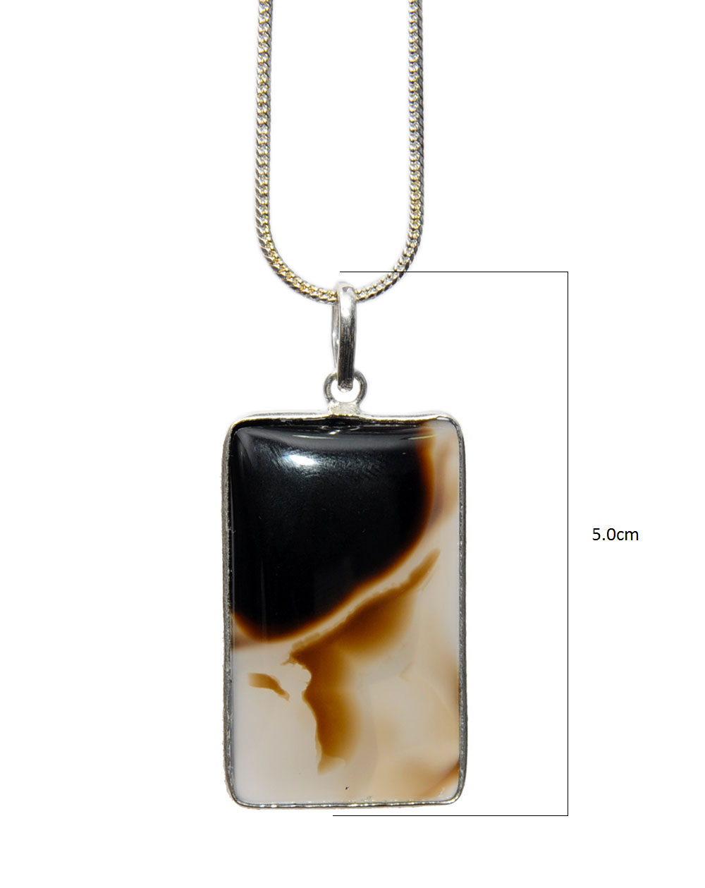 Botana Onyx Gemstone Studded Pendant In .925 Silver Overlay GP4397