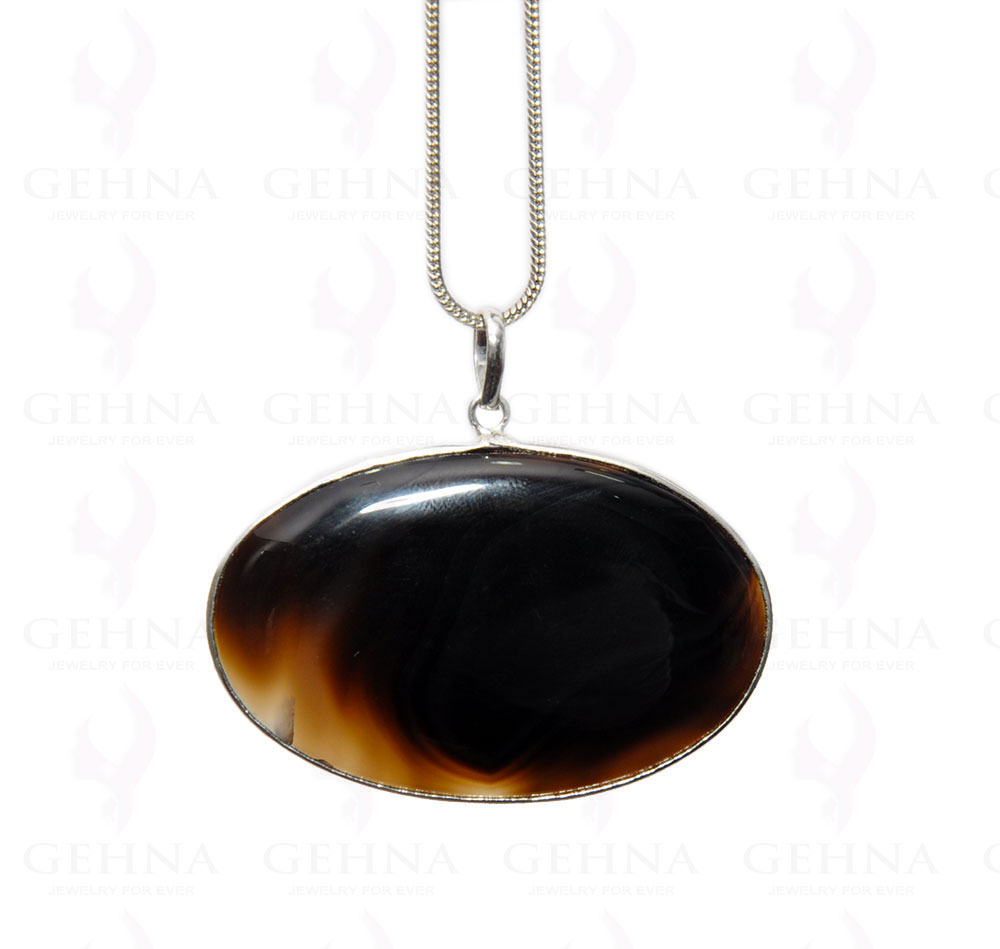 Botana Onyx Gemstone Studded Pendant In .925 Silver Overlay GP4400