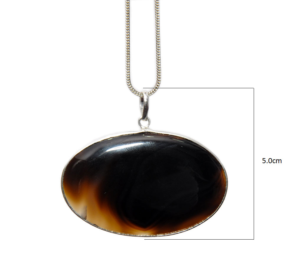 Botana Onyx Gemstone Studded Pendant In .925 Silver Overlay GP4400