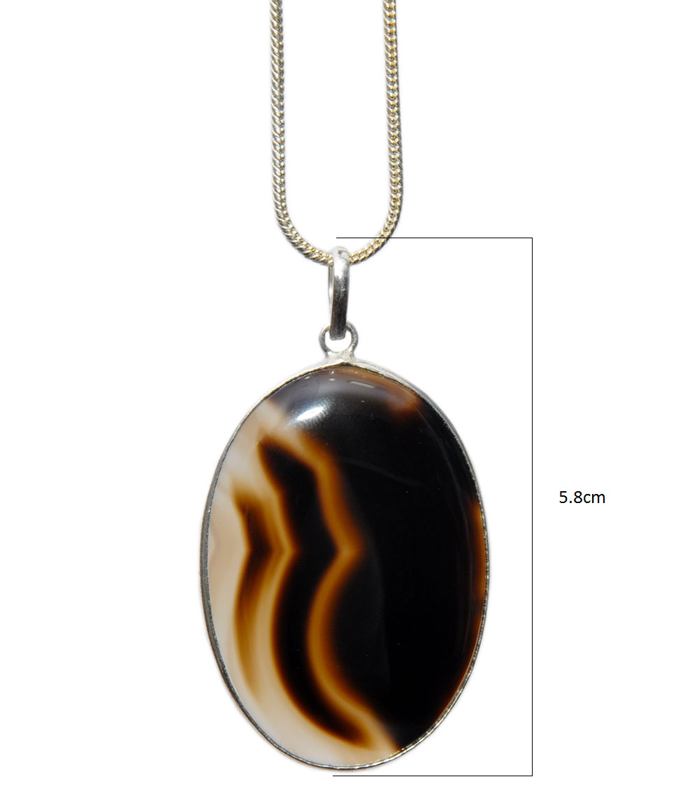 Onyx Gemstone Studded Pendant Made In .925 Silver Overlay GP4404