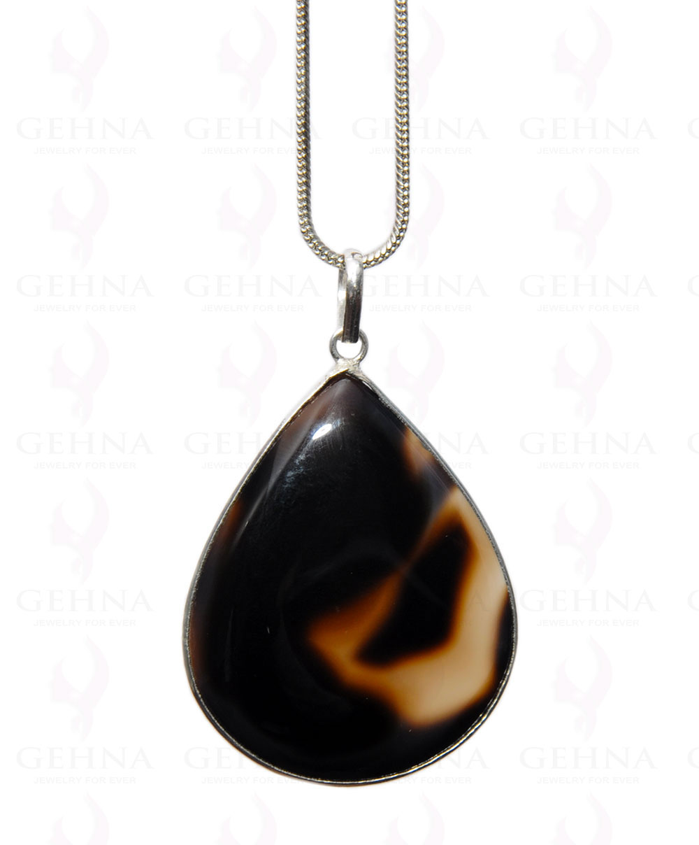 Botana Onyx Gemstone Studded Pendant In .925 Silver Overlay GP4405