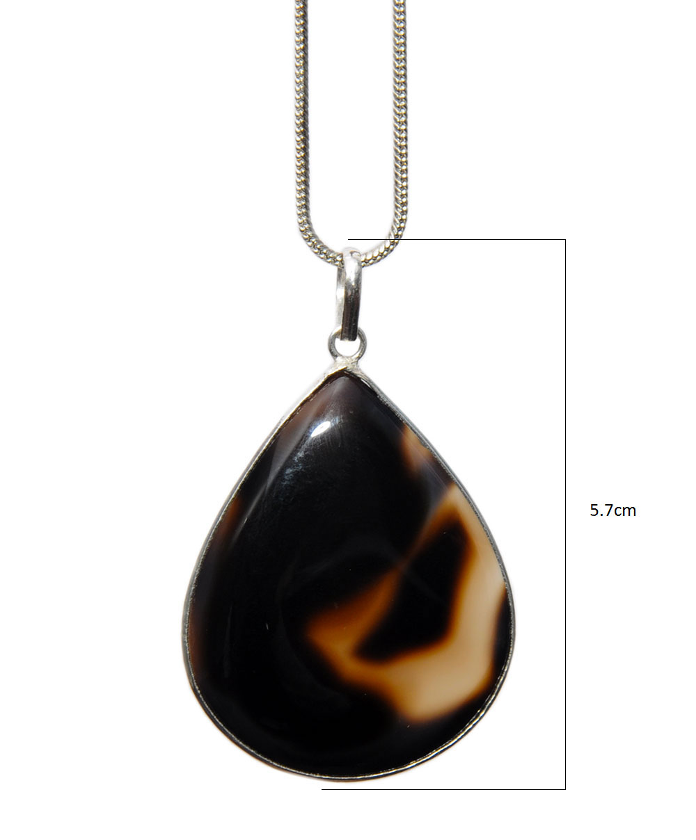 Botana Onyx Gemstone Studded Pendant In .925 Silver Overlay GP4405